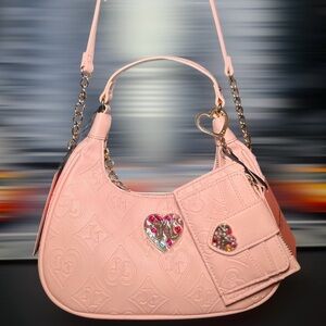 Juicy Couture Pink Clay Glitzed Out Hobo Bag & Pink Clay Glitzed Matching Wallet